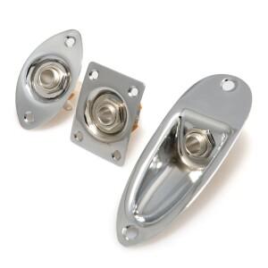 [호환품]스퀘어 스타일 플레이트 기타베이스 1/4 일렉트릭 기타 용 출력 입력 잭 소켓 블랙 골드 크롬 Guti