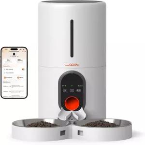 WOPET 자동 고양이 사료 공급기 리모컨이 있는 또는 개 두 마리를 위한 5G WiFi 반려동물 저식량 센서가