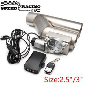 [호환품]범용 2.5'' 3 전기 배기 컷아웃 밸브 Y 파이프 단일 시스템(컨트롤러 원격 키트 포함)