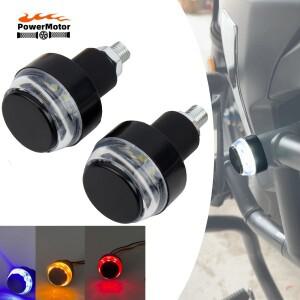 범용 바이크 오토바이 LED 22mm 핸들 라이트 바 표시기 회전 신호등 3 색 그립 플러그 사이드 마커 램프 모