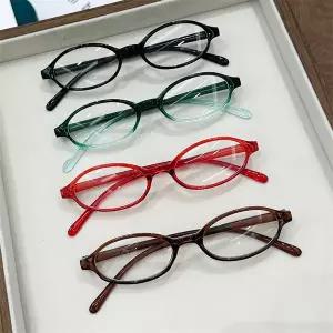 뿔테 안경 패션 편안한 가벼운 2025 트렌디 한 Y2K 레트로 타원형 사각형 파란색 녹색 작은 프레임 여성 안