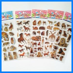6pcs 동물 컬렉션 스티커 사자 개 팬더 말 호랑이 독수리 하마 코끼리 스티커 낙서 장난감 어린이 Gif