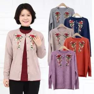 엄마옷 꽃자수 울 가디건 1GHJ23788 중년여성 마담 60 70대  빅사이즈 할머니