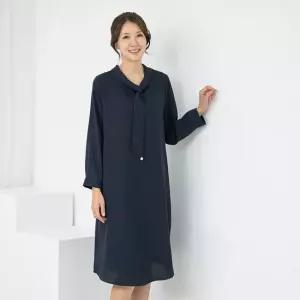 엄마옷 타이 진주 긴팔 원피스 1GHJ24347 중년여성 마담 60 70대  빅사이즈 할머니