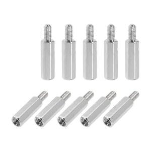 M3x15mm 6mm 남녀 헥스 니켈 도금 PCB 마더보드 스페이서 스탠드오프 FPV 드론 쿼드콥터, 컴퓨터 및 회로 기판 실버 톤 50pcs