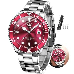 시계 남성 방수 럭셔리 빅페이스 스테인리스 스틸 데이 데이트 쿼츠 아날로그 드레스 남성용 야광 렐로제 드 홈브레 그린 / 블루 블랙 골드