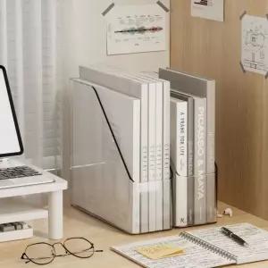 투명 책상 정리함 간편형 스탠딩 파일 보관박스 책꽂이 (WFJ6VBL)