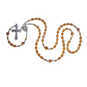 묵주 토파즈 19 4인치 여성 가톨릭 11월 탄생석 수제 황금 AB 체코 유리 구슬 라스 무헤레스 칼라 카탈리카 로사리오