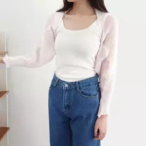 퍼프 볼레로 가디건 여름 가을 비치 니트 숏