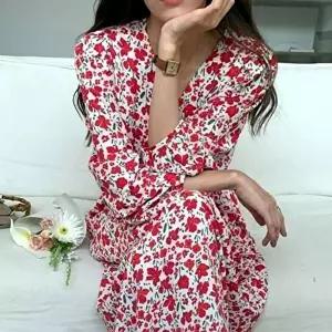 밴딩원피스 플라워쉬폰 G126503 V넥 (KYR-WFH7E9B)