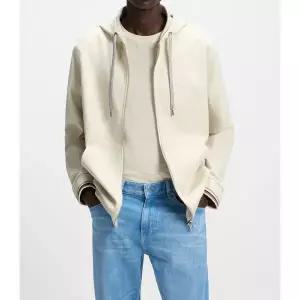 [신세계라이브쇼핑]휴고보스 남성 집업 후드 자켓 코튼 블렌드 화이트 2025FW