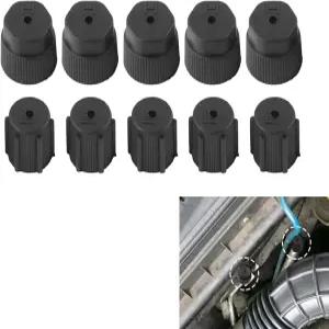 YYTQP 10 PCS R134a AC 밸브 캡 키트 13mm 및 16mm 에어컨 서비스 시스템 충전 포트 5 블랙 로우사이드
