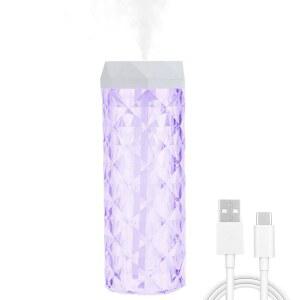 USB 데스크톱 크리스탈 1000ml, 7가지 색상의 LED 야간 조명, 가정, 사무실, 책상, 침실 및 방에 적합한 소음 없음, 배터리 없음 (1000ml)
