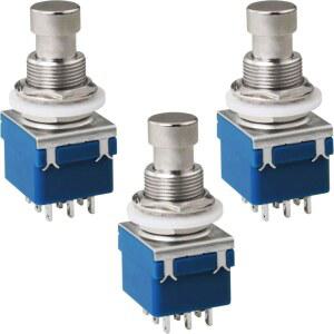 [미국배송] 기타 이펙트 페달 앰프 전자 하모니카 음악 장비를 위한 WHYHKJ 3PCS 3PDT 풋스위치 블루 9핀 메탈 스위치