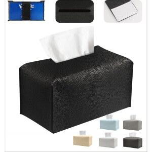 호환 1개 접이식 티슈 박스 커버 욕실 및 거실용 PU 가죽 홀더 공간 절약형 장식용 정리함