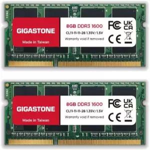 DDR3 RAM 노트북 전용 GIGASTONE 16GB 키트(2x8GB) DDR3 DDR3L 1600MHz(1333MHz)