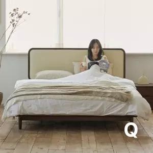 상일리베가구 빈센트 2100 가죽헤드 원목 침대 퀸 (본넬Q 매트포함)