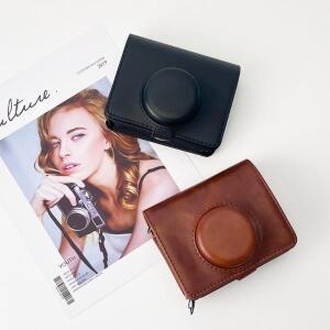 레트로 PU 가죽 케이스 어깨 벨트 보호 가방 Fujifilm Instax Mini EVO 카메라 용 하드 쉘