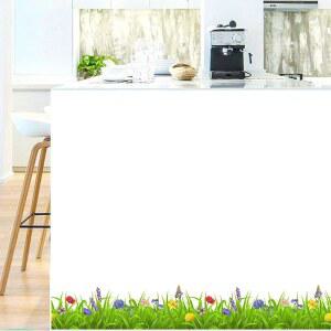 비비타임 그린 그래스 컬러풀 플라워 테두리 벽 장식 스티커 필 앤 스틱 주방 거실 현관 크리스마스