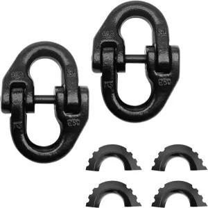 BHock Auto 2 팩 1/2 안전 체인 커넥터 링크 12 000파운드 하중의 해머락 커플링 G80 합금강이 장착된 견인