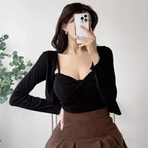 [옷자락]여성 긴팔 가디건 크롭탑 세트