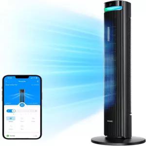 침실용 고비라이프 42인치 타워형 선풍기 150° 조절 가능한 진동 APP 및 음성 제어 기능을 갖춘 스마트