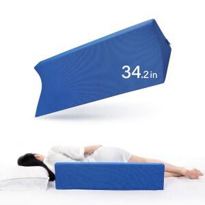 34.2인치 침대 웨지 & 바디 포지셔너, 30도 웨지 베개, 옆잠/ 후, 파란색 세탁기 커버가 있는 삼각 폼 침대 웨지 베개, 임신, 허리, 다리