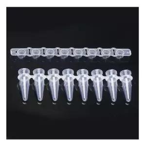 PCR 튜브 플랫 캡이 있는 0.2ml 8스트립 얇은 벽 스트립 200개 /봉지