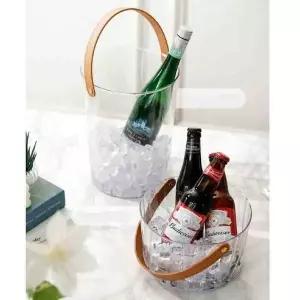 고품질 아이스 레더 칠링 버킷 소 S 바스켓 칠러 와인쿨러 칠러 (WFK6IG8)