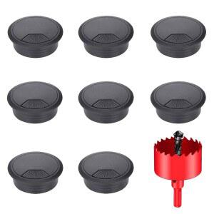 투투야 8PCS 데스크 그로밋, 그로밋 2인치(50mm) 케이블 홀 톱 포함, 사무실 및 가정용 테이블 케이블에 이상적인 솔루션(블랙, 2인치_50mm)