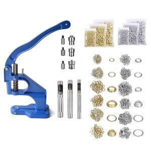 손 프레스 그로밋 기계 아일렛 도구 키트, 포함, 3 다이(#0#2#4), 배너용 2400Pcs 그로밋, 차양, 표지판, 포스터, 커튼, DIY 공예(합금_스틸)
