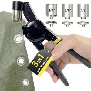 HAPDEN 그로밋 도구 키트 1/2 1/4 3/8 멀티 사이즈 홀 펀치, 608개의 헤비 듀티 키트, 타프, 패브릭 링, 가죽, 텐트, 비닐, 캔버스 등을 위한 아일렛