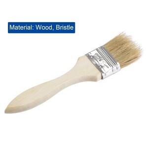 파니식 Uxcell 페인트 브러시 자연 강모 플랫 엣지 나무 손잡이 벽 처리  바니시 접착제용 1.5 인치 12 개