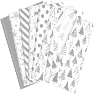 자르테나AMCS 120매 크리스마스 티슈 페이퍼 실버 트리 눈송이 순록 선물 포장지 파티 DIY 공예 용품 장식