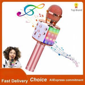 노래방 마이크 LED 조명 포함 4 in 1 무선 휴대용 기계 가정용 KTV 플레이어