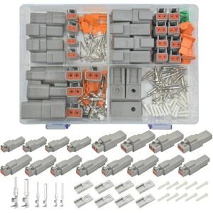 [미국배송] 도이치 DTM DTP 2핀 커넥터 완성 키트 하우징 스탬프 단자 씰 플러그 및 장착 클립 자동차 트럭 RV 배선용 전기 어셈블리(2핀 키트)