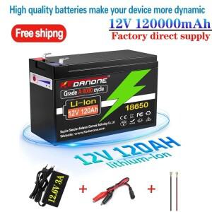 12V 배터리 120Ah 18650 리튬 팩 태양 에너지 전기 자동차 + 12.6v3A 용 충전식
