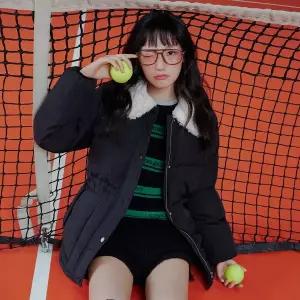 [LAP] 랩 배색카라 스트링 웰론 점퍼 AR4PDA67