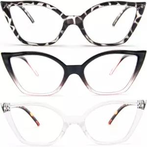 여성용 DXYXYO 캣 아이 리딩 안경 3팩 안티 블루 라이트 컴퓨터 리더 스타일리시한 레트로 스프링 힌지