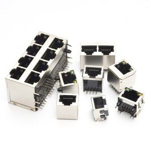 네트워크 소켓 수평 10P8C 8P8C 플라스틱 보드 PCB 커넥터 금속 SMT 라이트 차폐 스트립 수직 RJ45