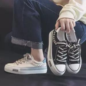 자수스니커즈 단화 여자운동화 스트랩 캔버스화