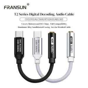 Fransun Type C ~ 3.5mm 잭 AUX DAC CX31993 케이블 삼성호환 iphone 호환15/16/17 용 휴대용 디지털 디코