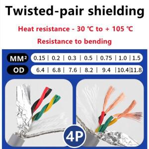 CNC 트위스트 페어 차폐 케이블 TRVVPS 고유연성 벤딩 저항 드래그 체인 와이어  내유성  4 코어  26  24