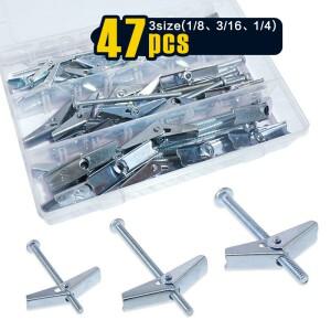 47개  토글 볼트  월 앵커  1/4 3/16 1/8인치 버터플라이 드라이월 중량 금속 나사   벽 천장용