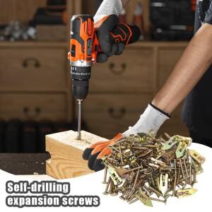 40/60/80/100피스 헤비 듀티 드라이월 앵커 셀프 드릴링 나사 포함 석고 보드 벽 장착용 아연 도금 홈 DIY