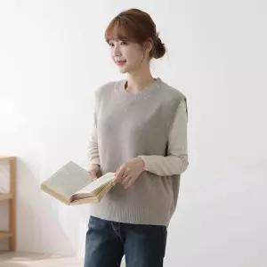 [유야]여성 뒷 리본 끈 니트 조끼 베스트 -FVE0057- 가을 겨울