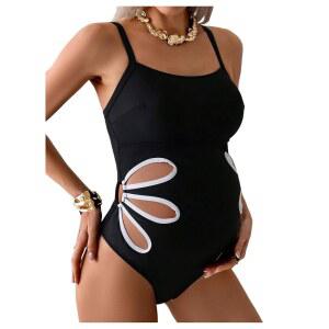 메이크메칙 여성용 임산부 원피스 수영복 스쿱 넥 컷아웃 스파게티 스트랩