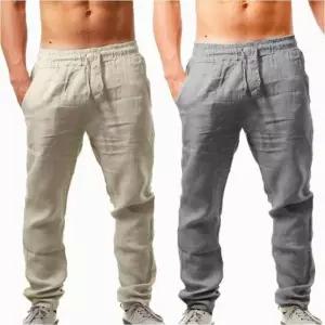 남자 린넨 팬츠 허리밴딩 세미 캐주얼 마 바지 여름 5색 (WFKAJEK)