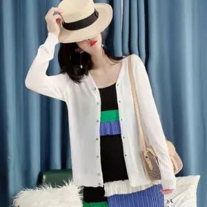 단추가디건 사무실가디건 부드러운 시스루 여자오버핏가디건