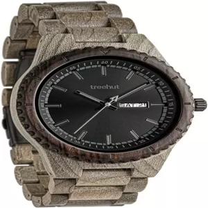 남성 트리헛 나무 시계 일본 쿼츠 무브먼트 조절가능 스테인리스 스틸 버클 스타일리시한 이국적인